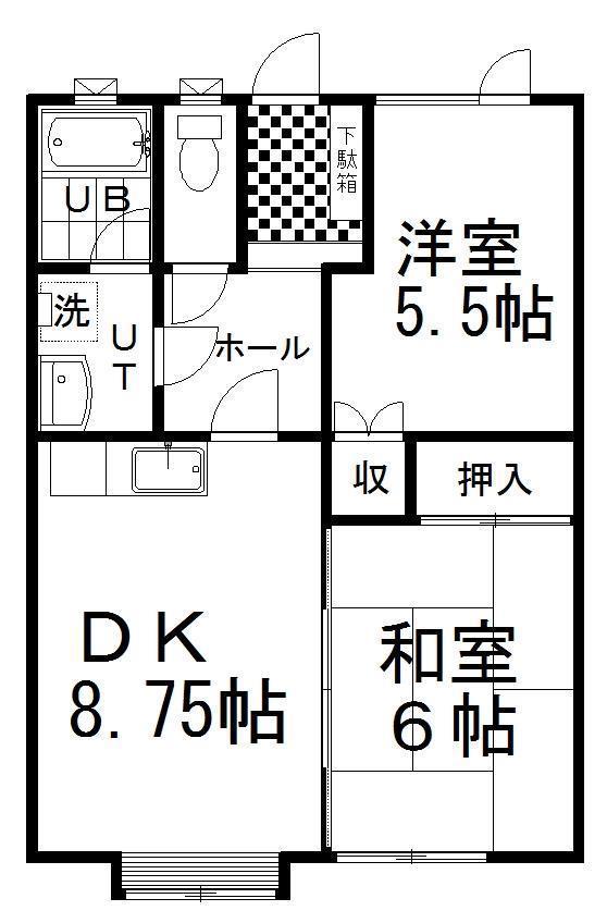 ポートイン高橋A(2DK/1階)の間取り写真
