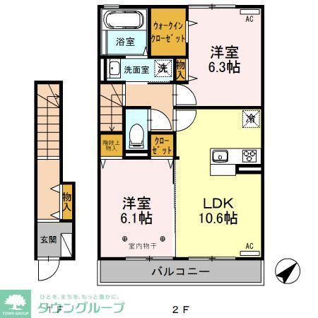 フィオーレ(2LDK/2階)の間取り写真
