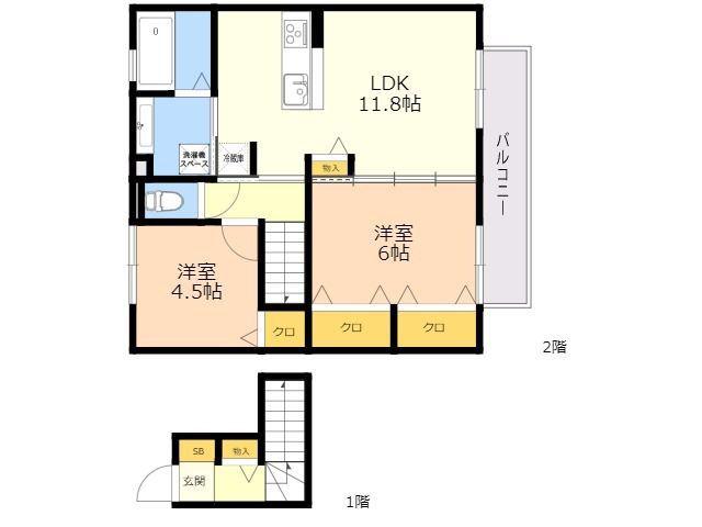 コンフォール(2LDK/2階)の間取り写真