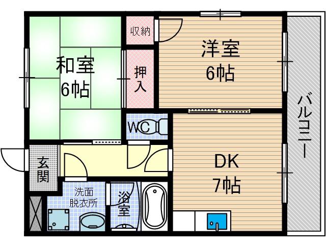 ローズコート上穂積(2DK/2階)の間取り写真