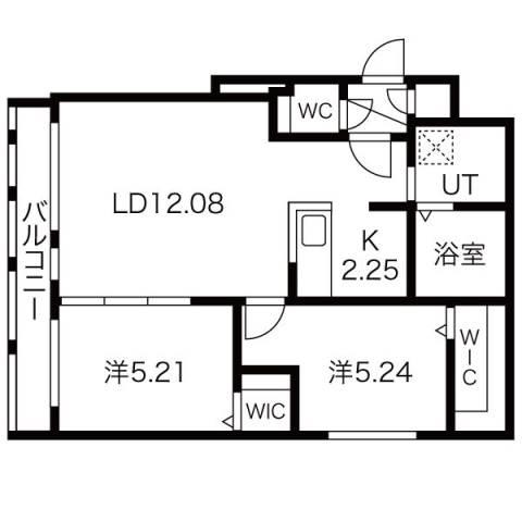 ラピスブラオ東区役所前(2LDK/4階)の間取り写真