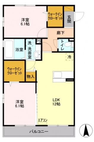 プレミアムベースI 301(2LDK/3階)の間取り写真
