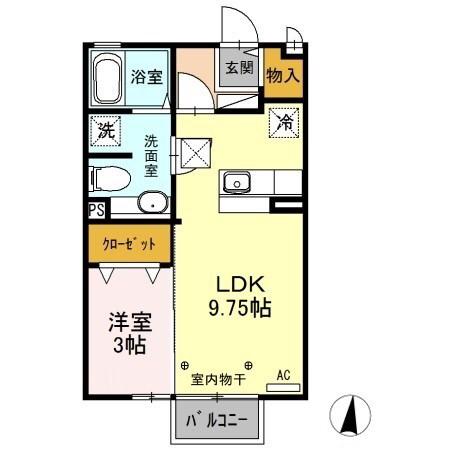 モナリエ御幸本町(1LDK/1階)の間取り写真
