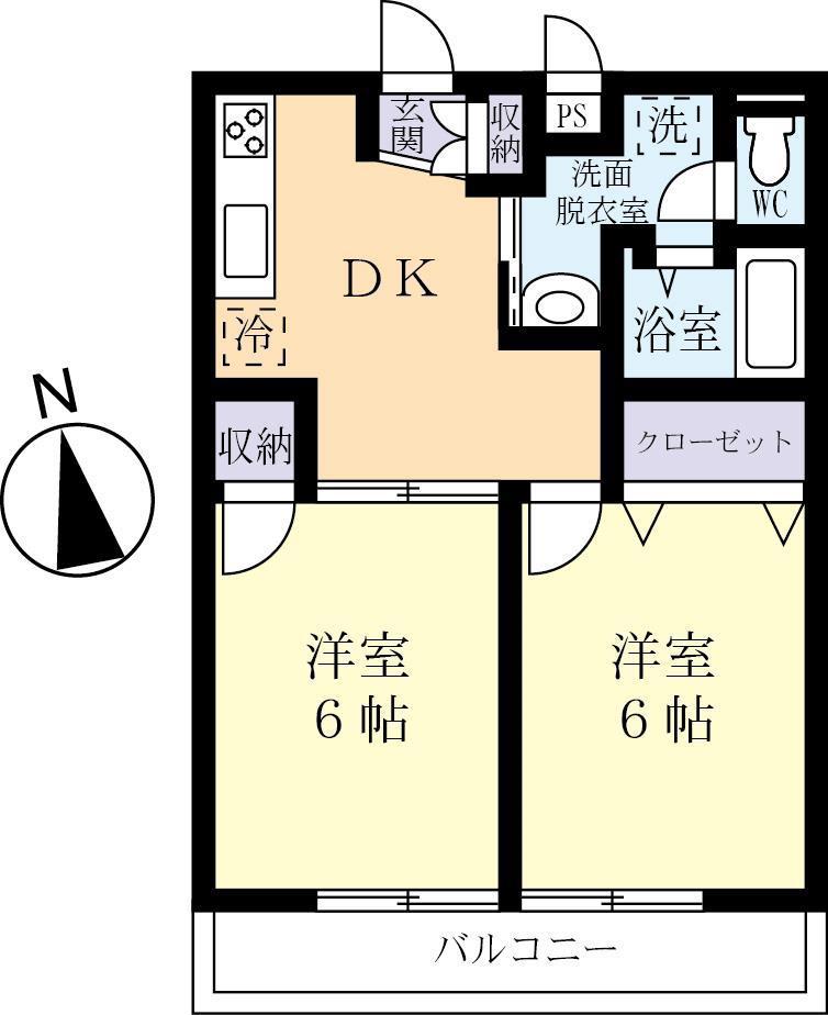 エクスペンションM(2DK/3階)の間取り写真