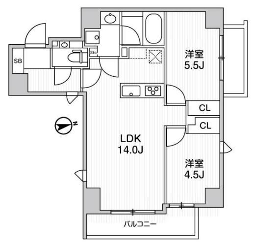 ライトハウス元浅草(2LDK/8階)の間取り写真