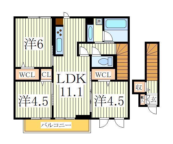 テラス リバプール(3LDK/2階)の間取り写真