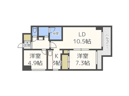レジデンスN21(2LDK/3階)の間取り写真