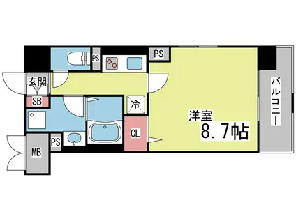 CHERIR六甲道(1K/2階)の間取り写真
