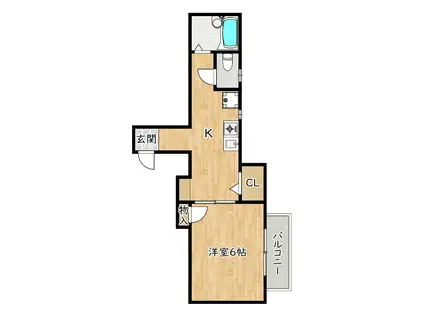 清恒ビルノース(1K/2階)の間取り写真