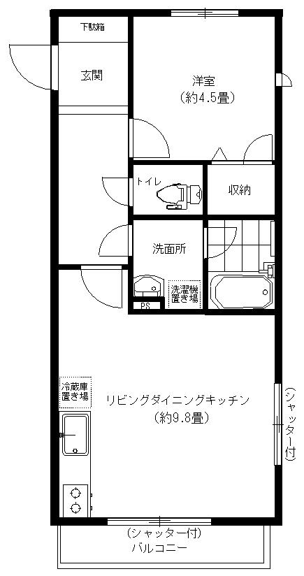 HILLS真間(1LDK/3階)の間取り写真