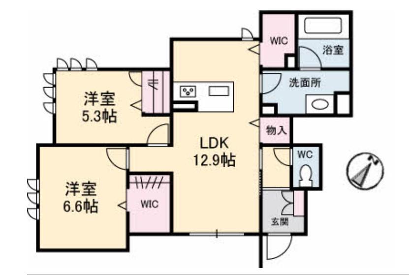 エスポワール戸坂山崎(2LDK/1階)の間取り写真