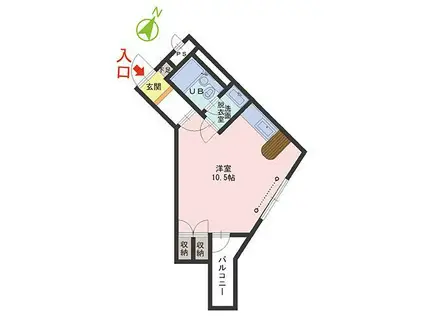 ツィンクル谷内(ワンルーム/2階)の間取り写真