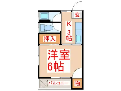 東アパート(1K/2階)の間取り写真