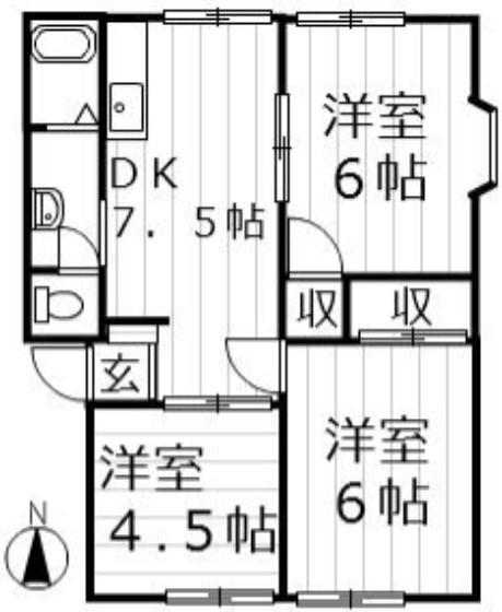 メゾン有明 A(3DK/1階)の間取り写真