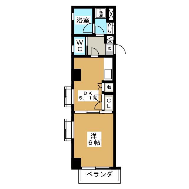 アーク松戸中央公園(1DK/10階)の間取り写真