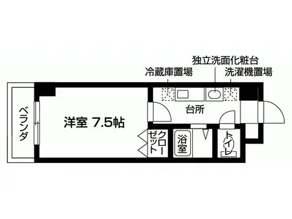 梅田エクセルハイツ(1K/4階)の間取り写真
