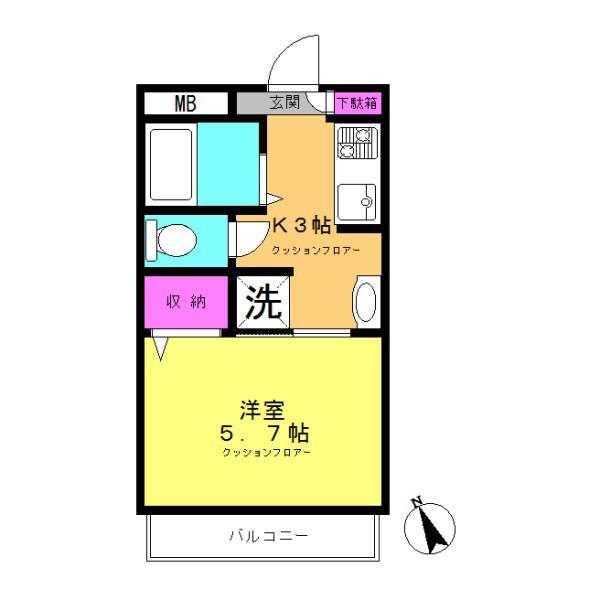 サンタナアーク(1K/1階)の間取り写真