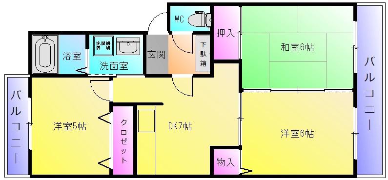 サンハイム南山本(3DK/2階)の間取り写真