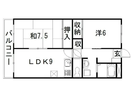 ハーモニー和合I(2LDK/4階)の間取り写真