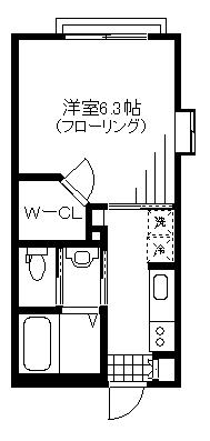 ケントコート(1K/1階)の間取り写真