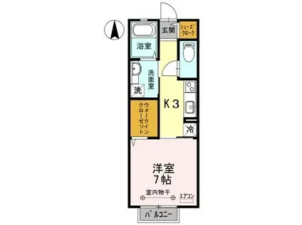 オリオン(1K/2階)の間取り写真