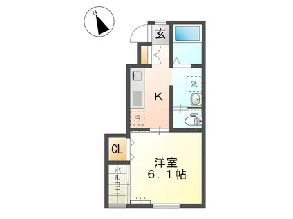 タウンコート霞町(1K/1階)の間取り写真