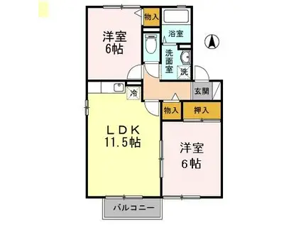 ブロッサムB(2LDK/1階)の間取り写真