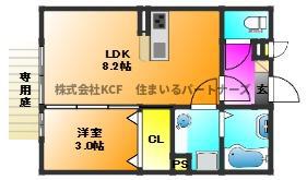 アモリール津福 A棟(1LDK/1階)の間取り写真
