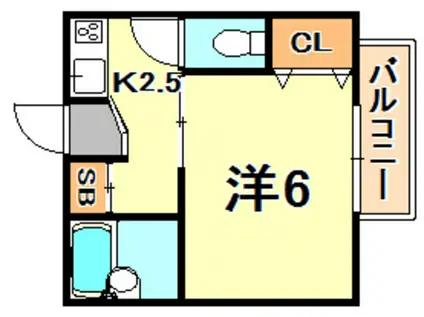 シャンブル・ドゥ・スマ(1K/2階)の間取り写真