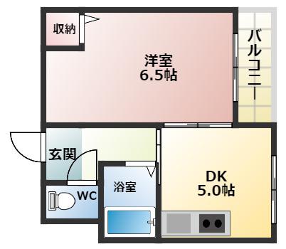ラッシュプレミア松原(1DK/4階)の間取り写真