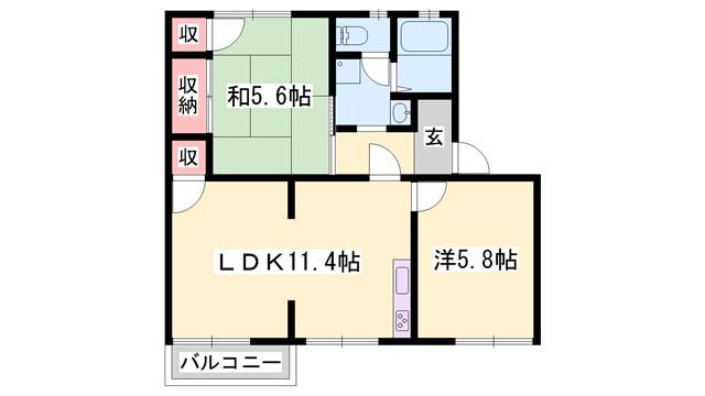 タウニィ優生(2LDK/1階)の間取り写真