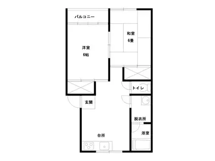 老野森コーポラスB棟(2DK/1階)の間取り写真