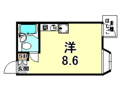サンヴィラ六甲道パートII(ワンルーム/3階)の間取り写真