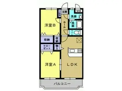 Y.M.JUPITER(2LDK/4階)の間取り写真