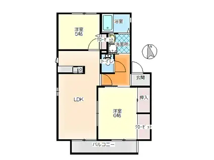 シャーメゾン伊佐江A棟(2LDK/1階)の間取り写真