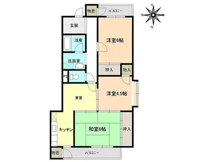 パインアベニュー(3DK/2階)の間取り写真