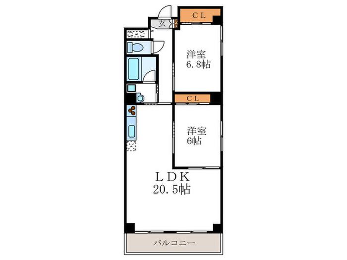 SAWARABI御所(2LDK/3階)の間取り写真