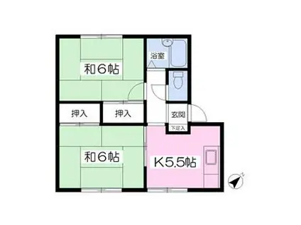 ドミールかんの(2K/1階)の間取り写真