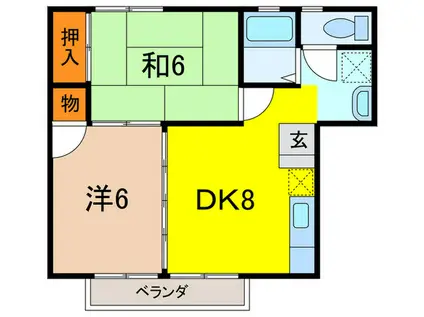 ハイツ藤澤II(2DK/1階)の間取り写真