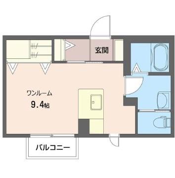 ラフィーネC(ワンルーム/2階)の間取り写真