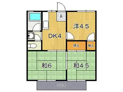 金手ハイツ(3DK/1階)の間取り写真