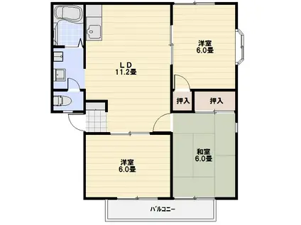 いーぐるえいとA(3LDK/2階)の間取り写真