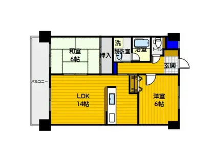 ウェルネス阿部(2LDK/4階)の間取り写真