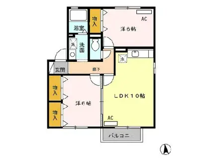 グレイスコート(2LDK/2階)の間取り写真
