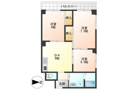 千歳山マンション(3DK/5階)の間取り写真