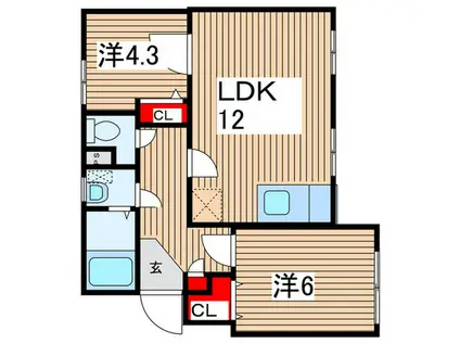 なるみグリーンコーポ6号棟(2LDK/4階)の間取り写真