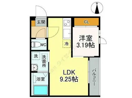 グロウランス長町南(1LDK/3階)の間取り写真