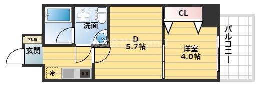ミュプレ北浜イースト 旧SEST北浜(1DK/15階)の間取り写真