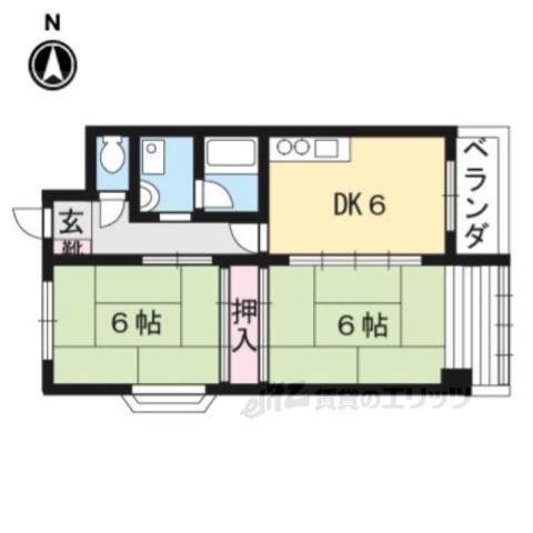 エントピア嵐山(2DK/5階)の間取り写真
