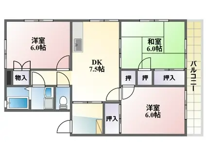 平井スクエアー(3DK/2階)の間取り写真